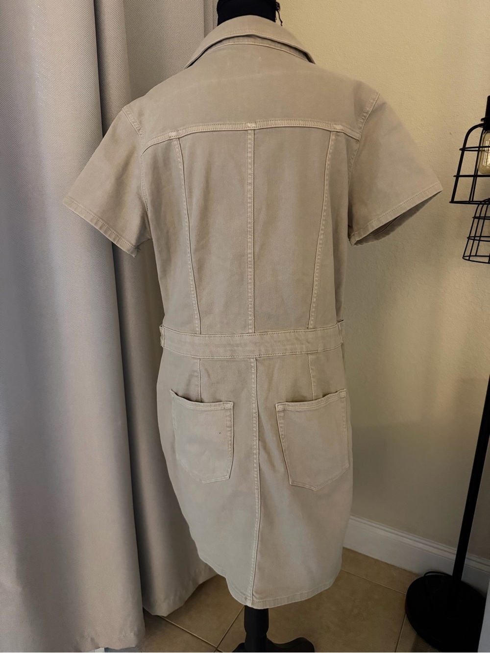 Good American Fit For Success Denim Utility Mini Dress Tan XL - Picture 6 of 9
